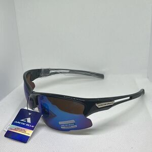 Arctic Blue Mirrored Semi Rimless Sunglasses